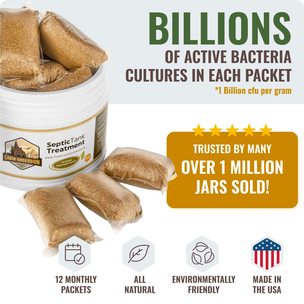 Septic Tank Treatment with Dissolvable Bacteria USA Made

