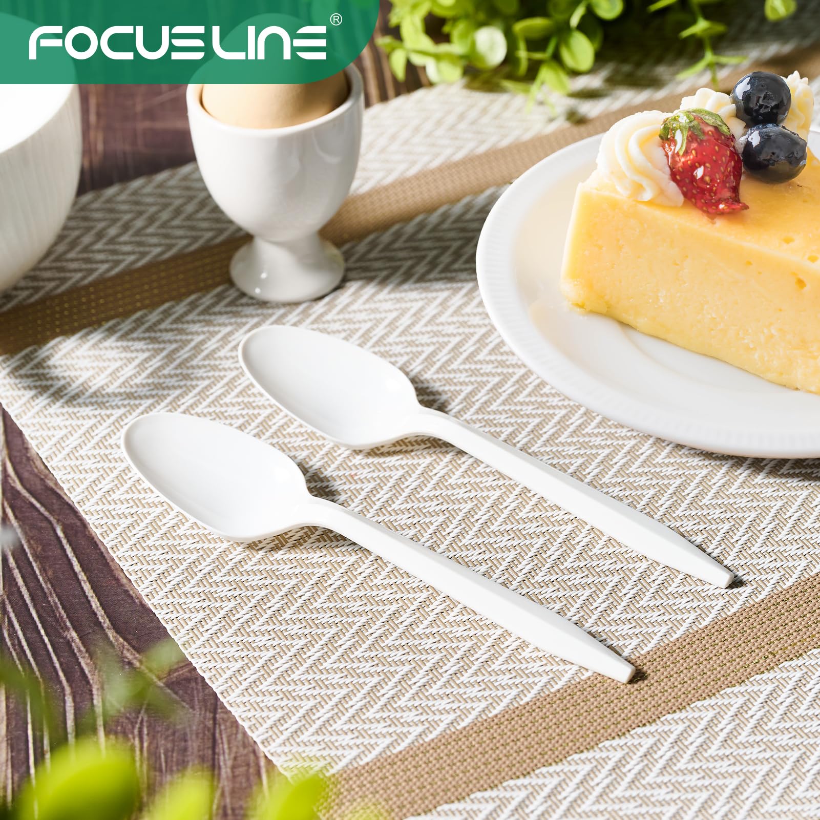 FOCUSLINE Disposable Plastic Utensils White

