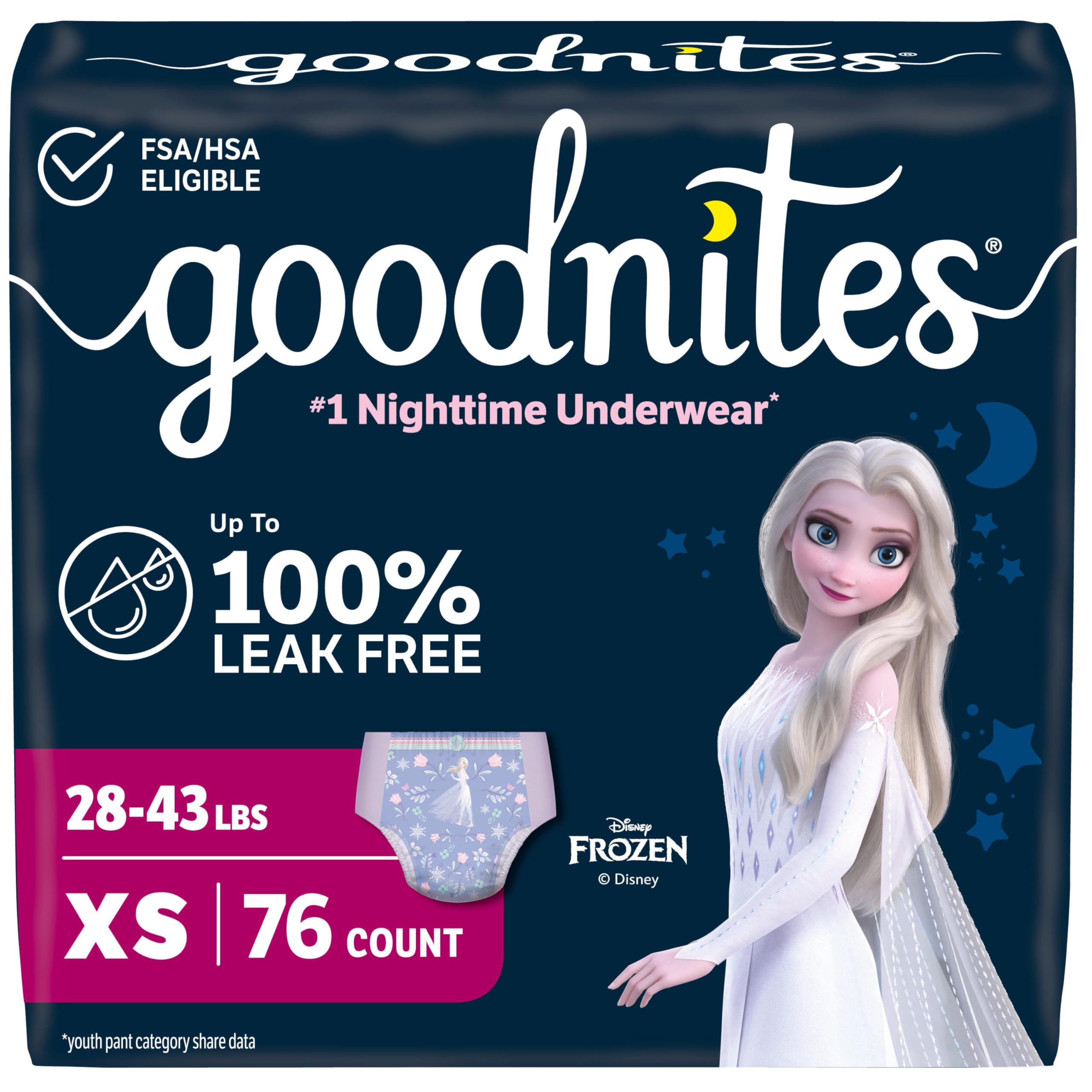 Goodnites Girls' Nighttime Bedwetting Underwear for Overnight Protection