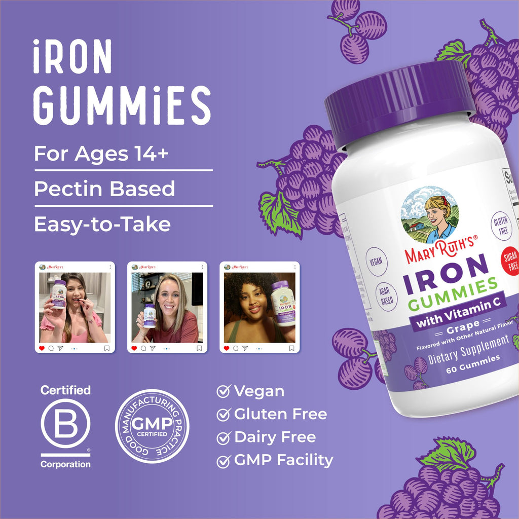 MaryRuth's Iron Gummies with Vitamin C | Vegan Iron Supplement

