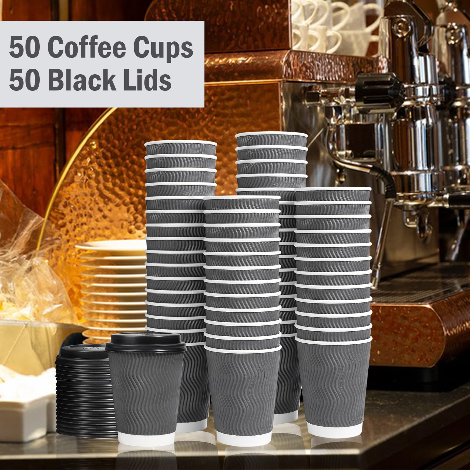Lamosi Insulated Coffee Cups with Lids | To-Go Paper Cups

