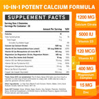 Calcium Citrate Gummies with Vitamin D3 - 1200 mg Calcium

