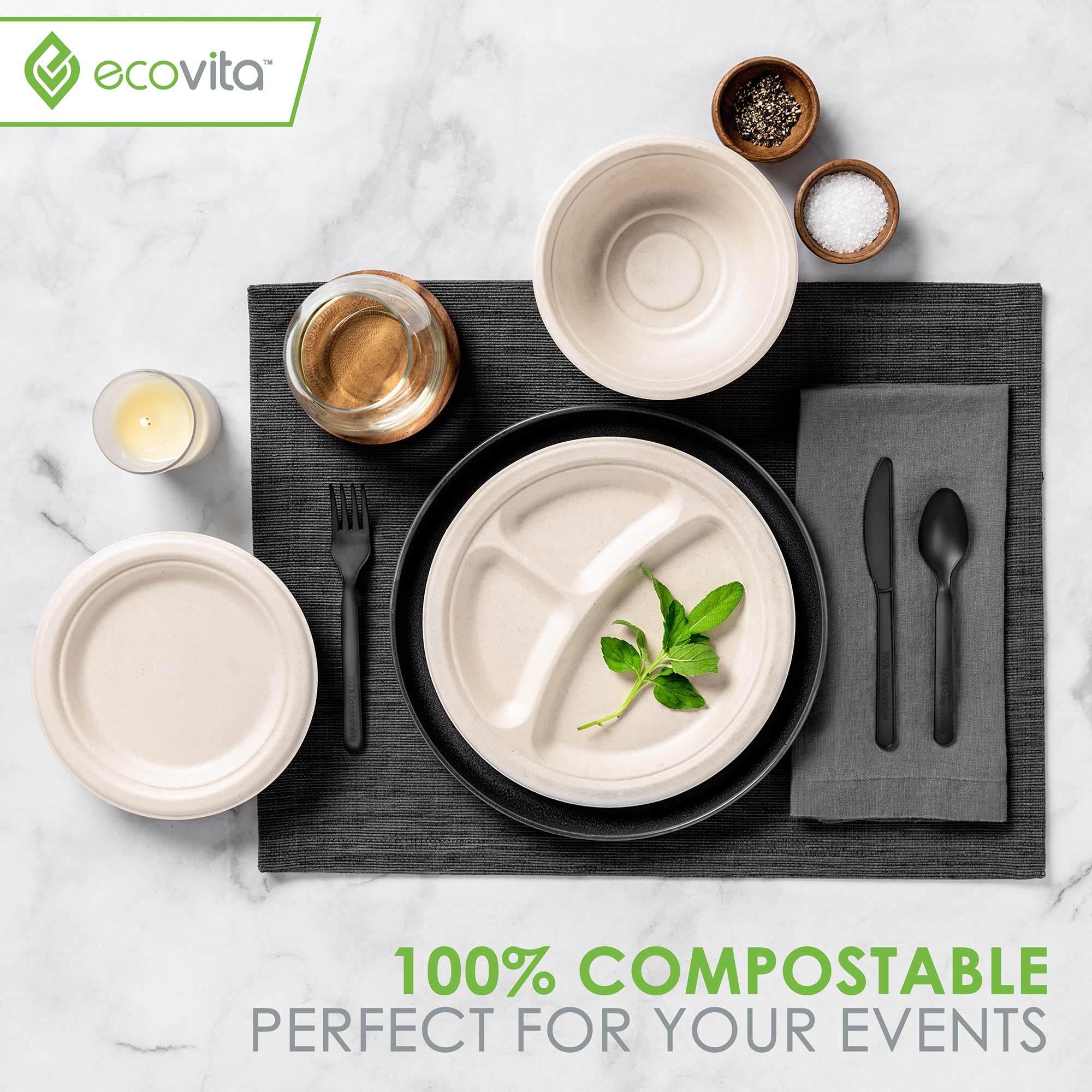 Ecovita 100% Compostable Paper Bowls Tree Free

