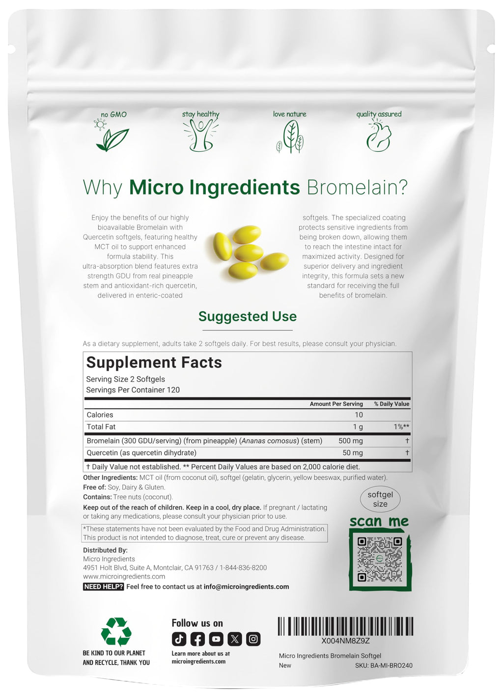 Bromelain with Quercetin & MCT Oil Softgels

