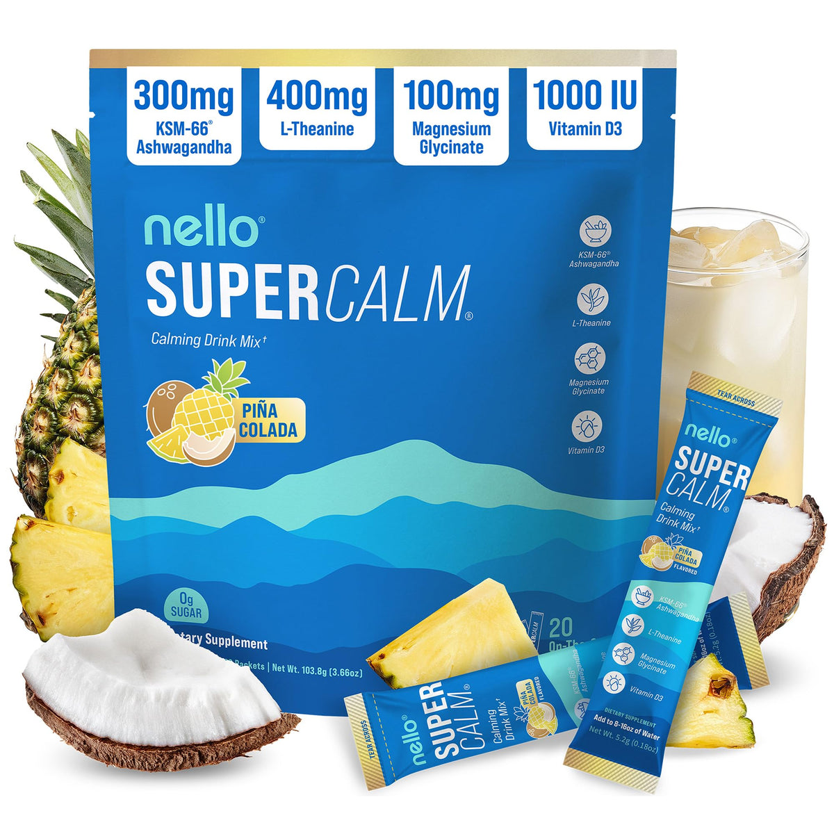 Nello SuperCalm Powdered Drink Mix Adaptogenic Sleep Support