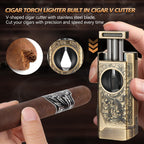 Quad Jet Flame Torch Lighter with Cutter and Punch


