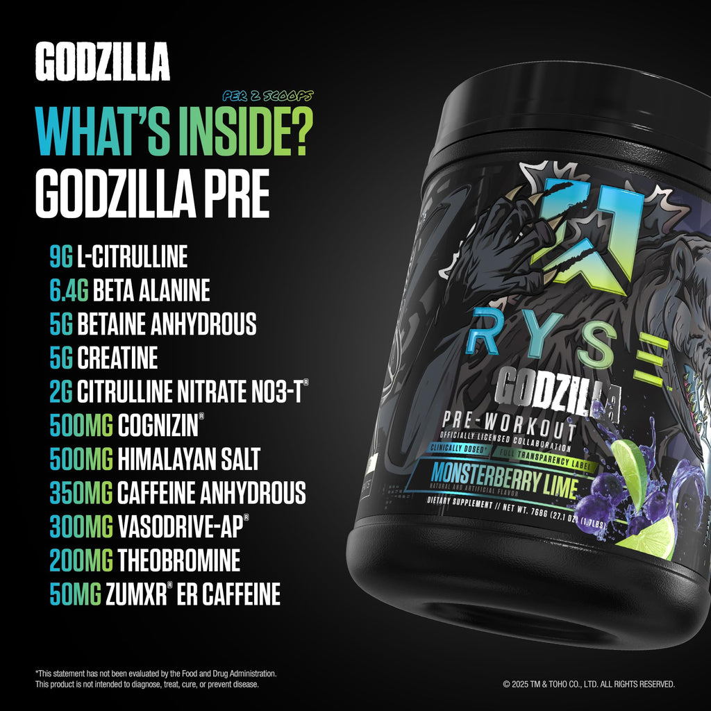 RYSE Godzilla Pre-Workout Powder | High-Stim Formula

