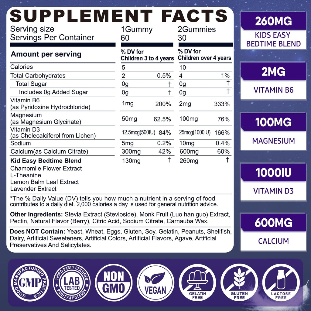 LILICARE Kids Sleep Gummies Melatonin-Free Sleep Aid

