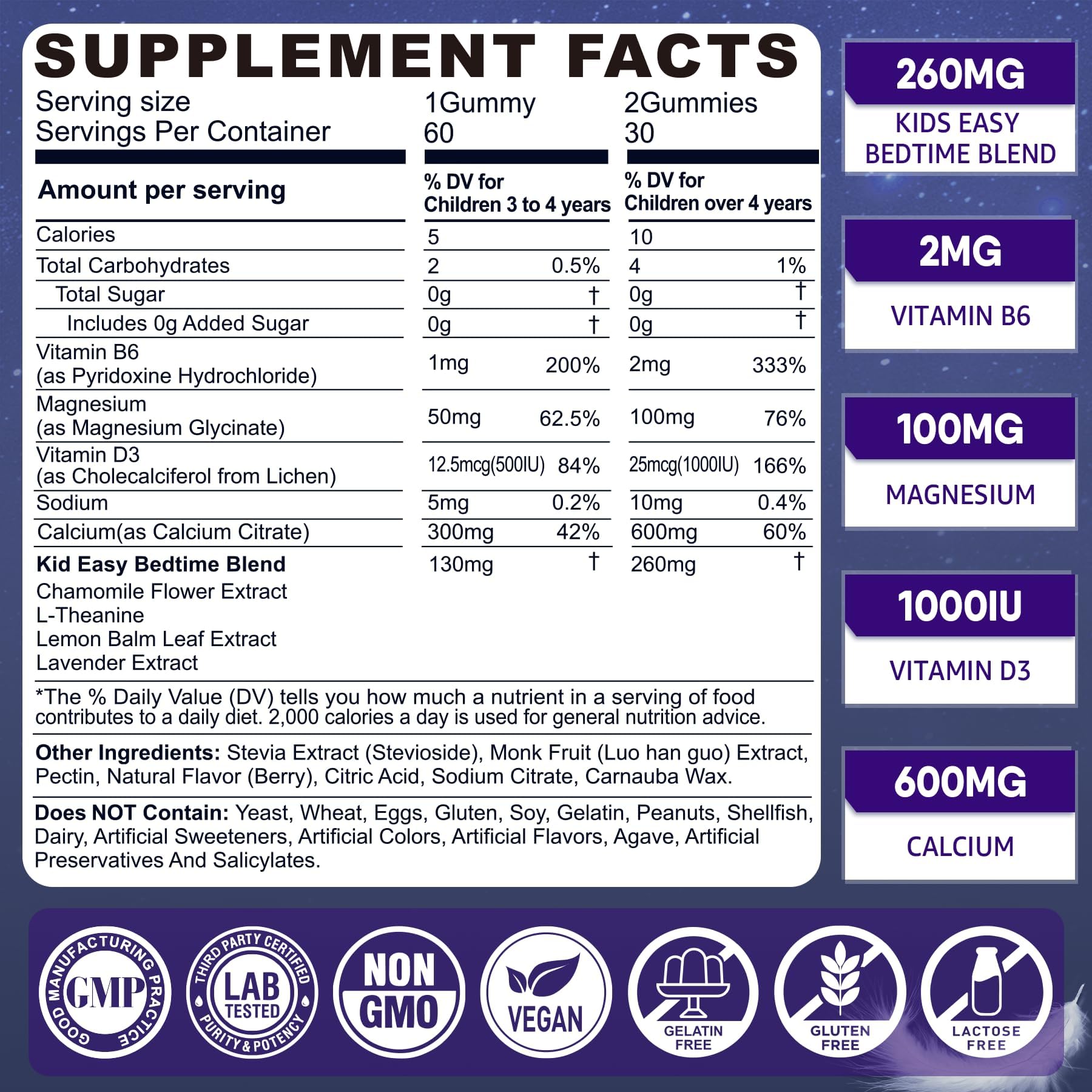 LILICARE Kids Sleep Gummies Melatonin-Free Sleep Aid

