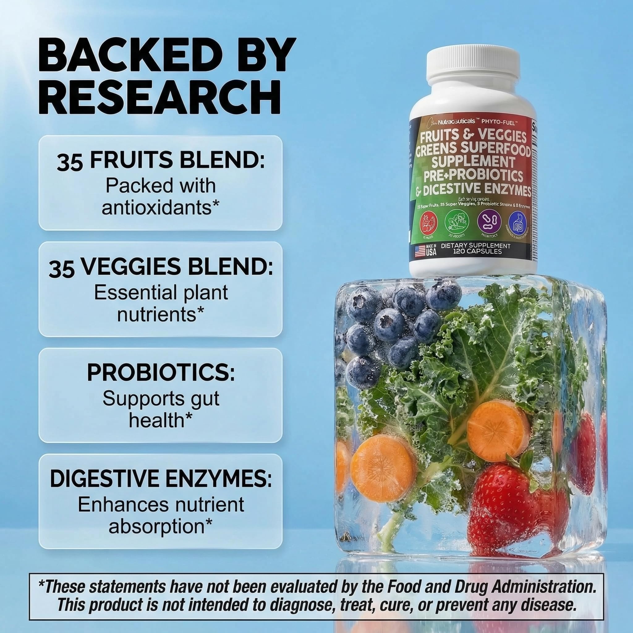 Clean Nutraceuticals Fruits & Veggies Superfood Probiotics

