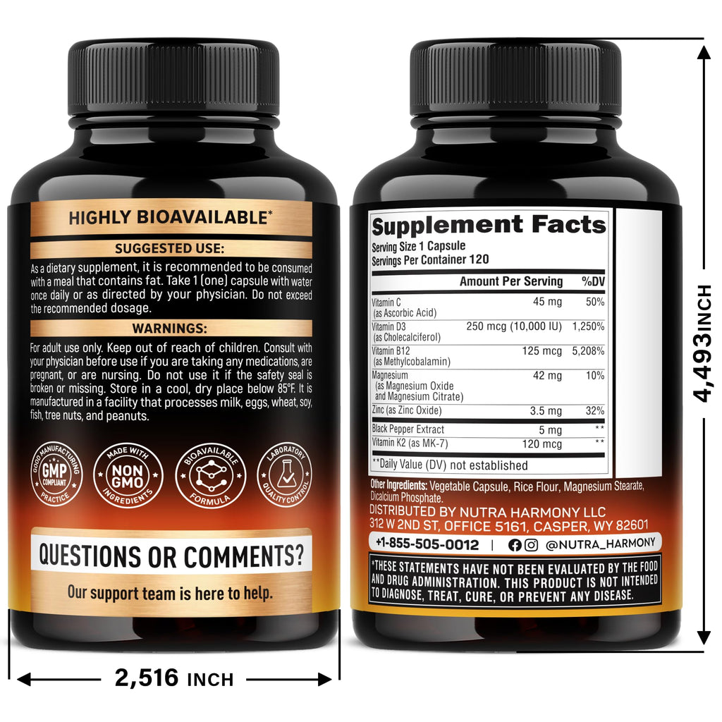 Vitamin D3 K2 Immune & Bone Health Supplement

