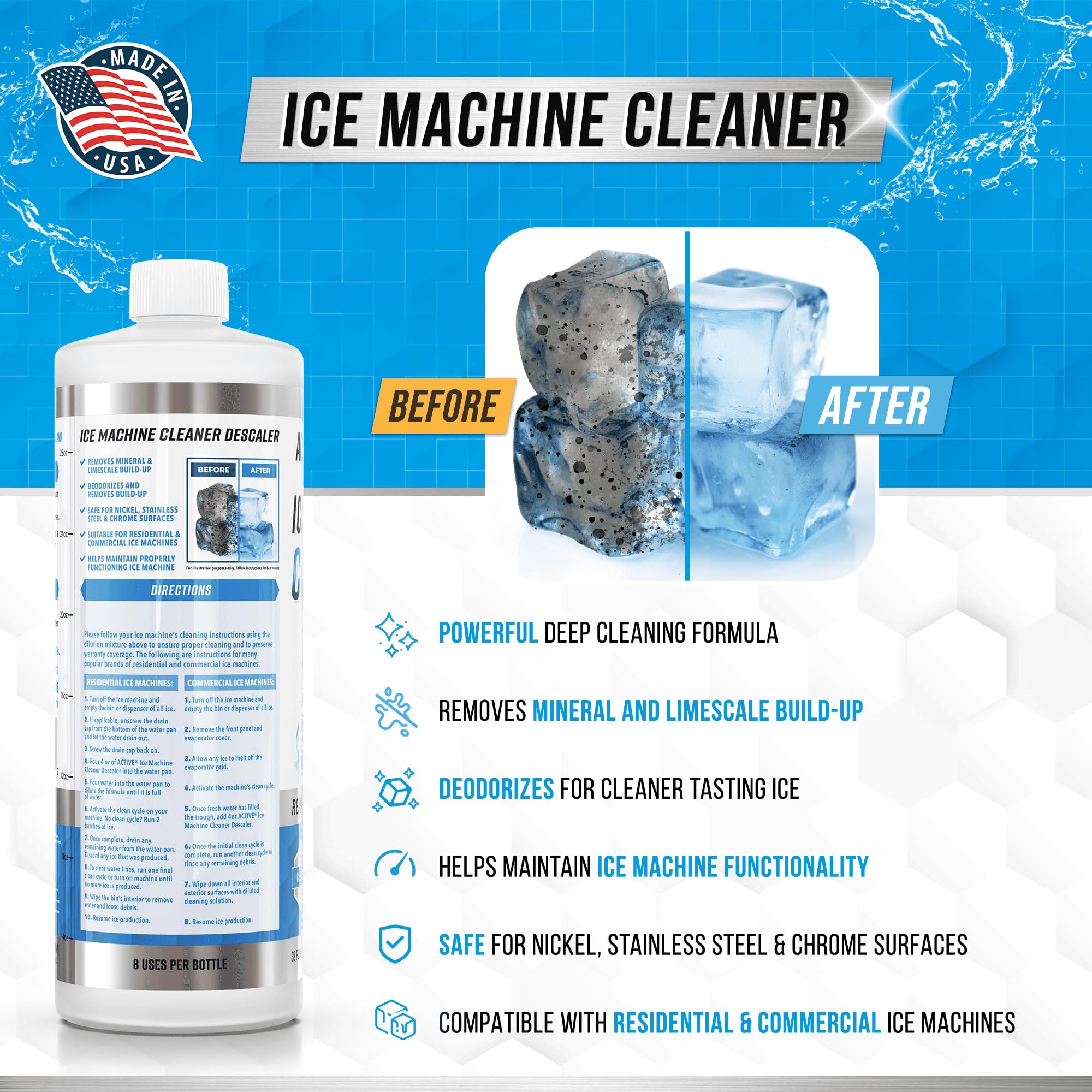 ACTIVE Ice Machine Cleaner & Descaler | Clean Ice Makers


