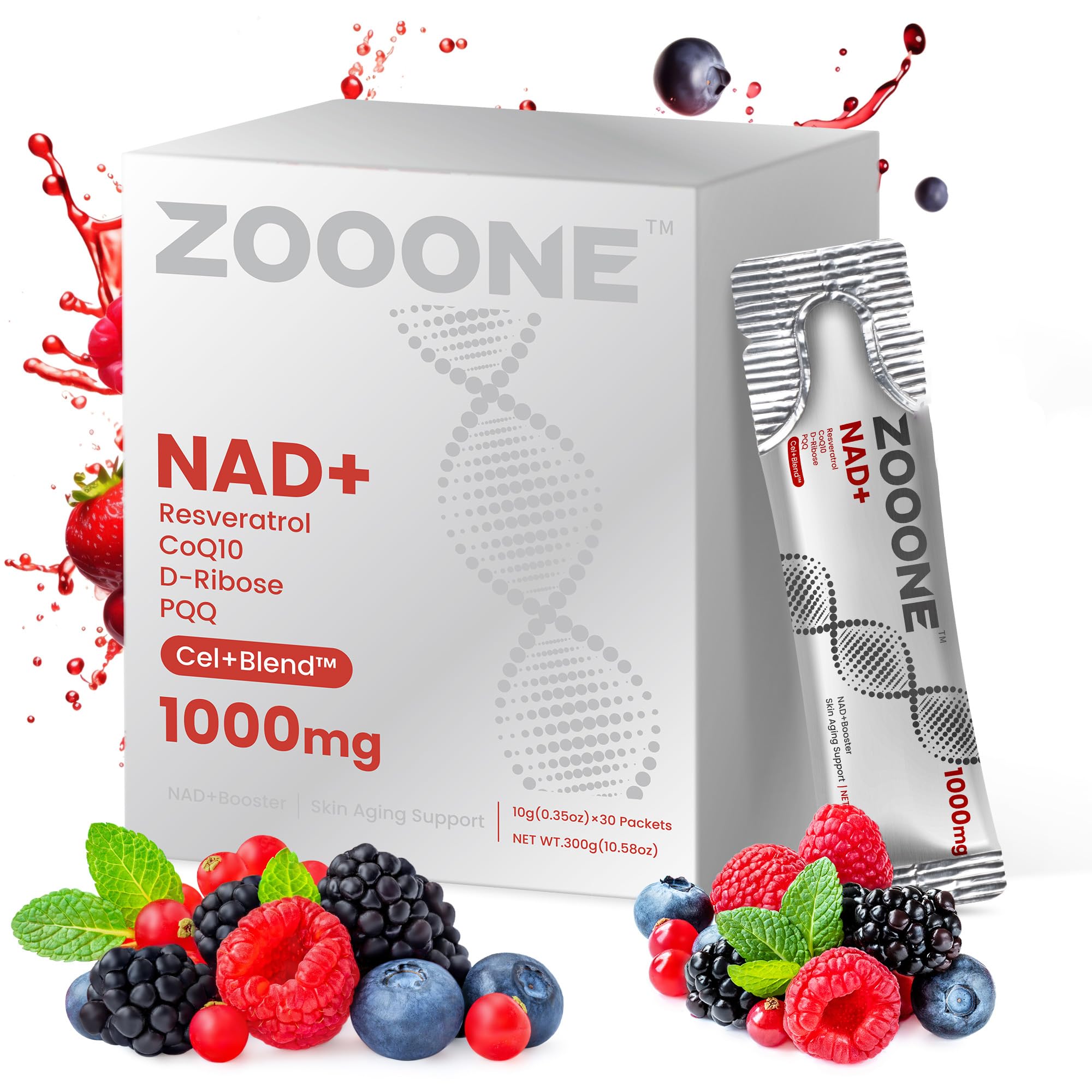 Zooone NAD+ Liquid Packets NMN with Resveratrol CoQ10

