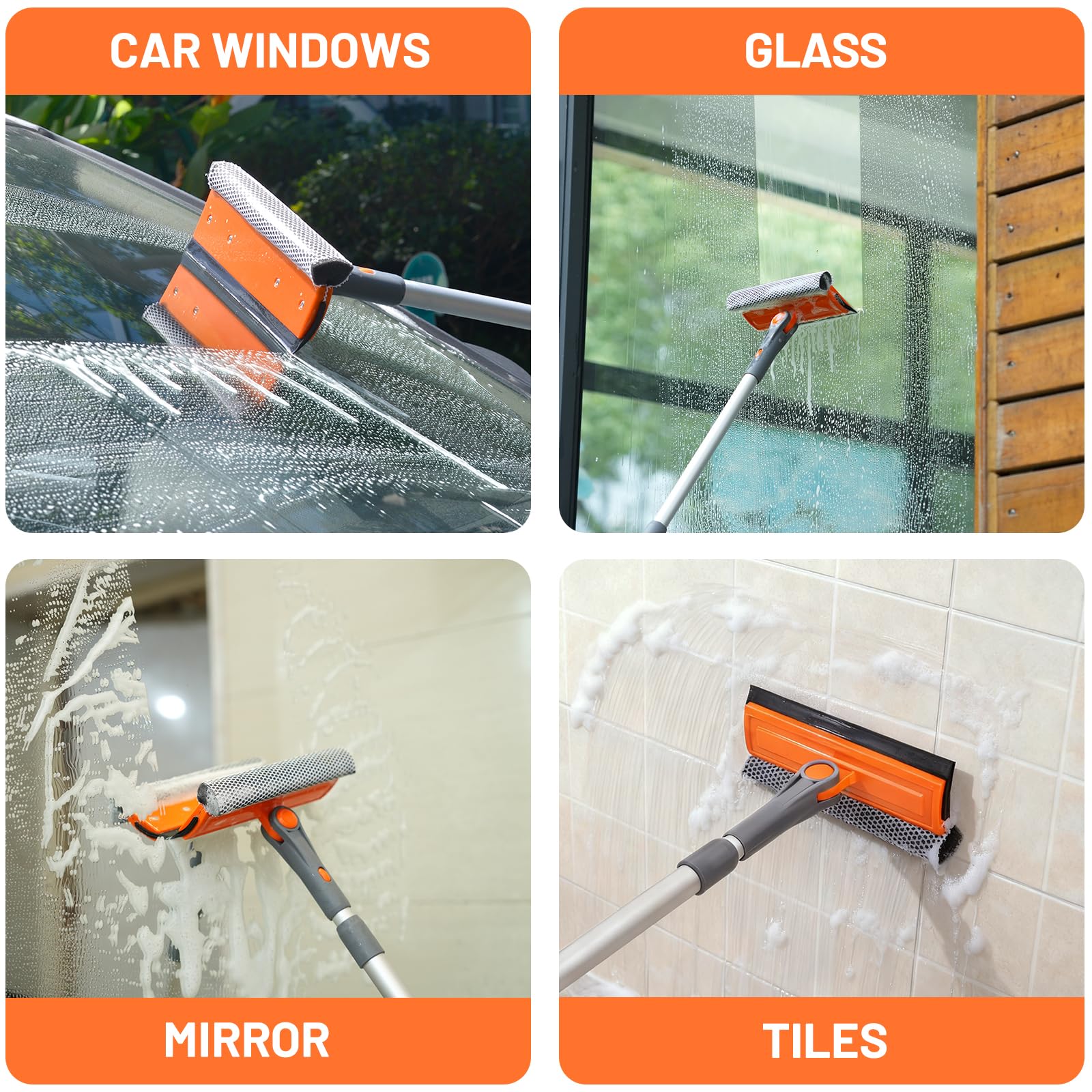 Window Squeegee by eazer with Extension Pole and Rotate-Lock


