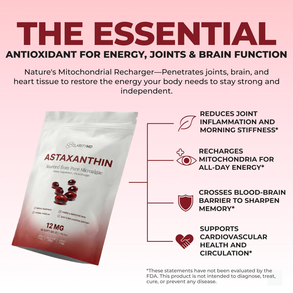 Astaxanthin 12mg Softgels - Natural Microalgae Source

