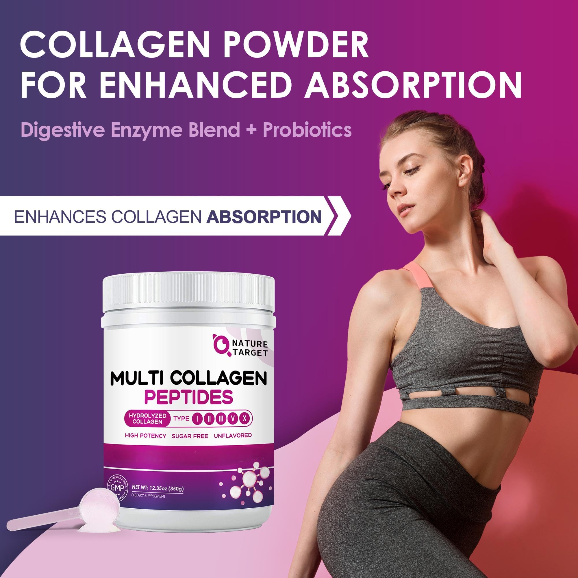 Nature Target Multi Collagen I-V-X Powder with Vitamin C

