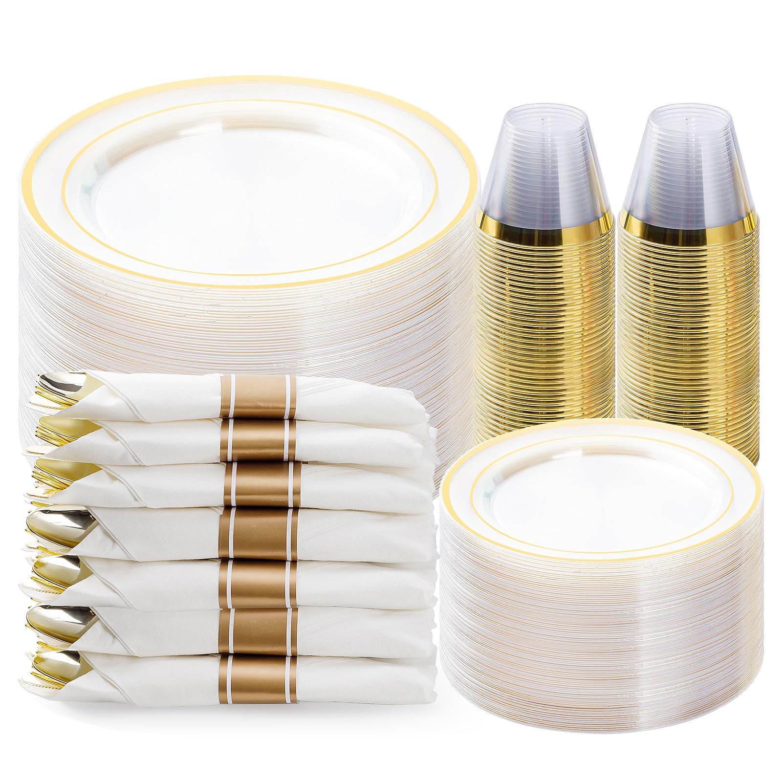 BESTVIP Disposable Plastic Dinnerware Set for Parties
