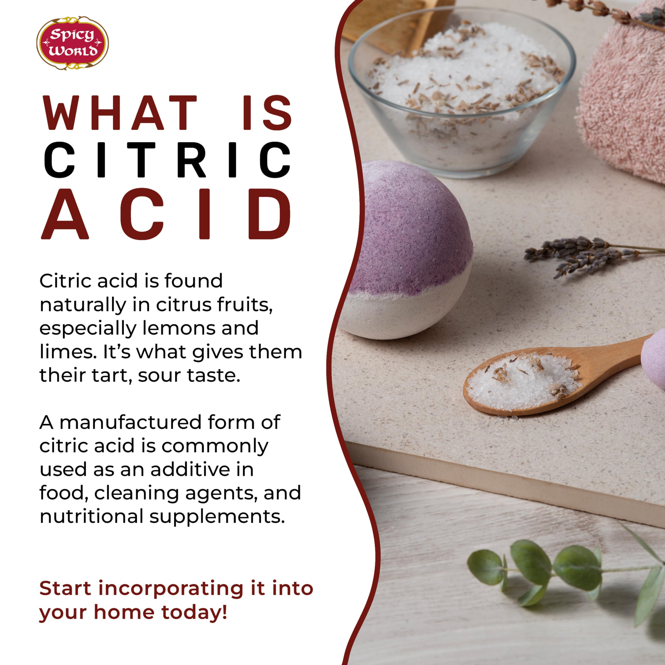 Pure Citric Acid Powder Food Grade Non-GMO by Spicy World

