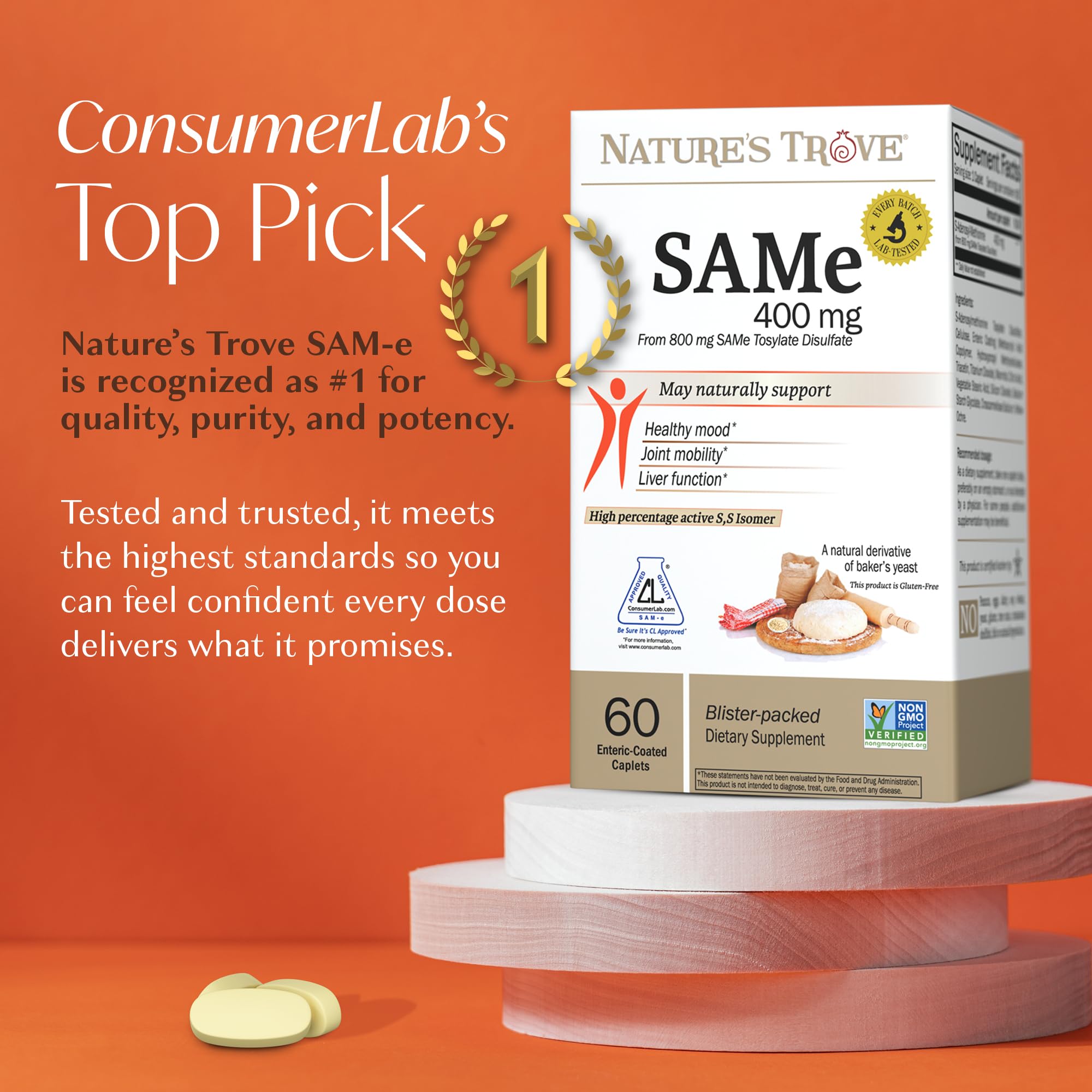 Nature's Trove SAM-e 400 mg Enteric Caplets

