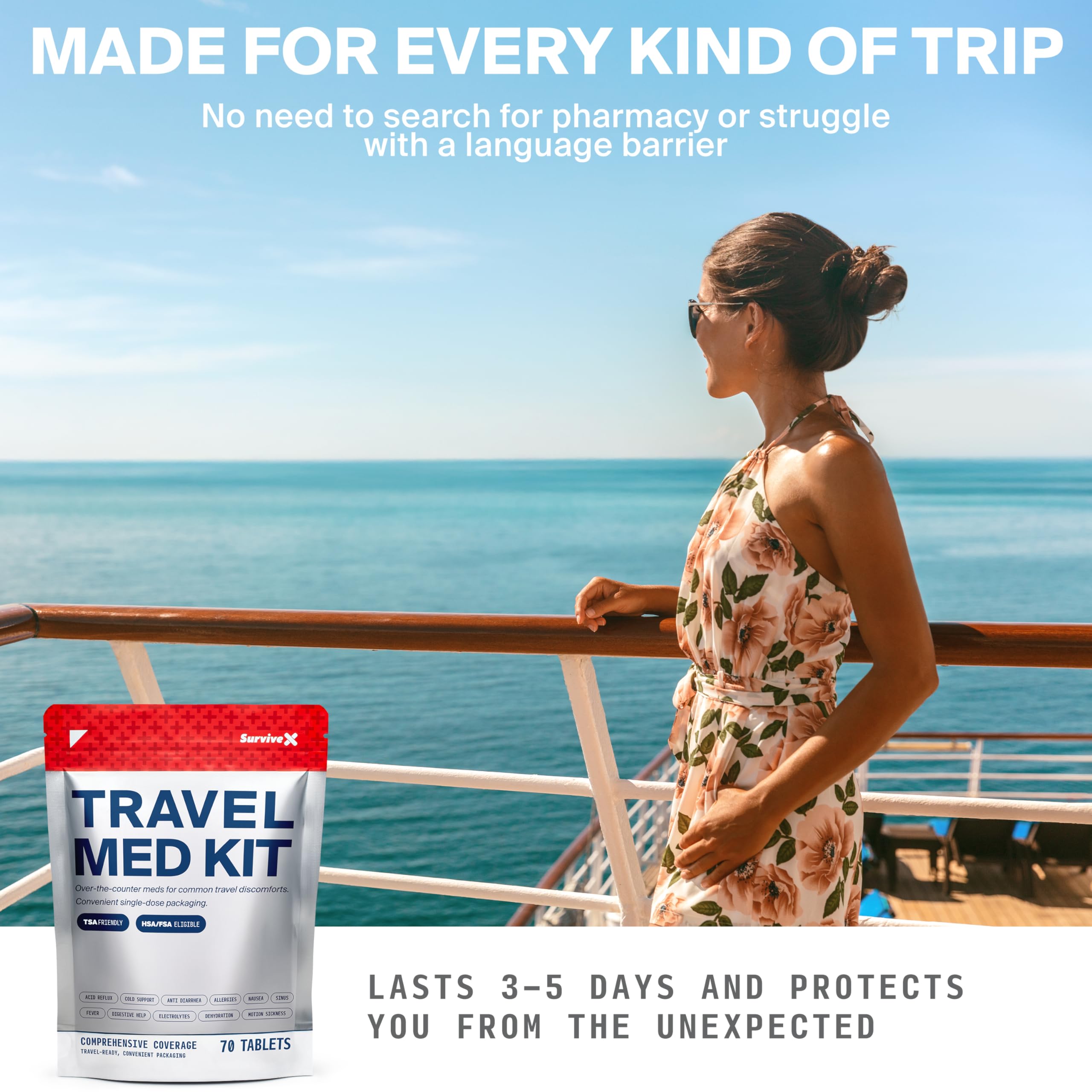 SurviveX Travel Medicine Kit - Travel Health Essentials

