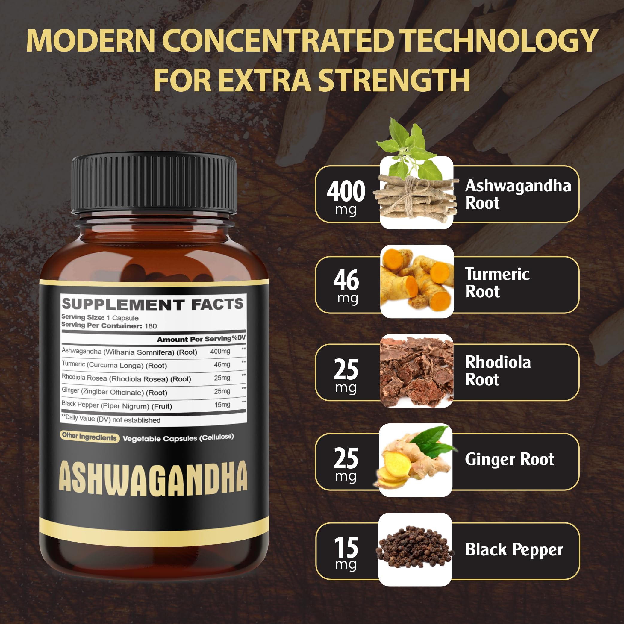 Agobi 5in1 Ashwagandha Capsules with Turmeric & Rhodiola Rosea

