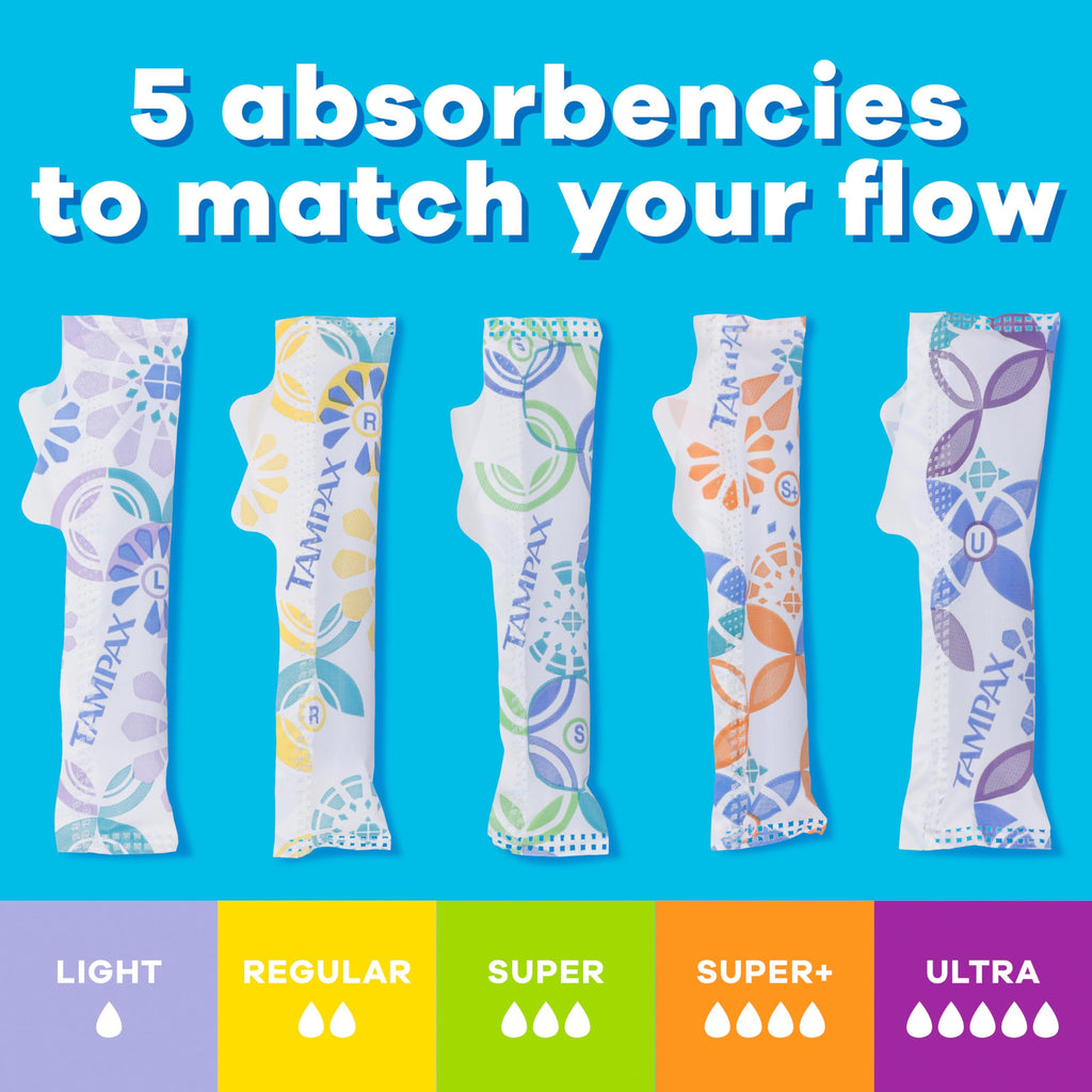 Tampax Pearl Tampons for Women, with LeakGuard Braid, Light Absorbency, Unscented

