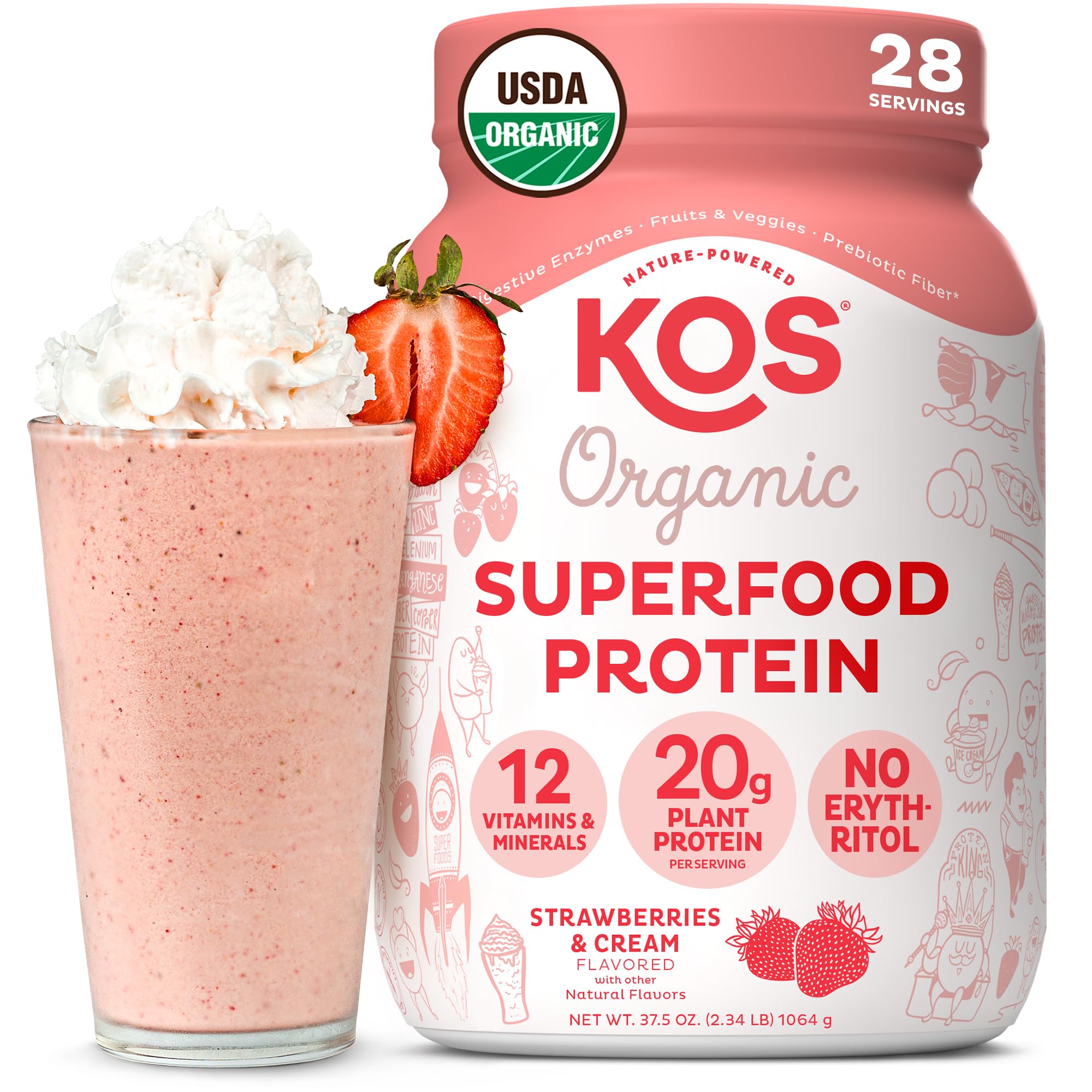 KOS Plant-Based Vegan Protein Powder - Pea Protein Blend