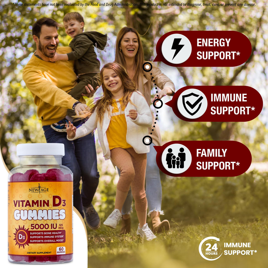 New Age Vitamin D3 Gummies 5000 IU Immune Support


