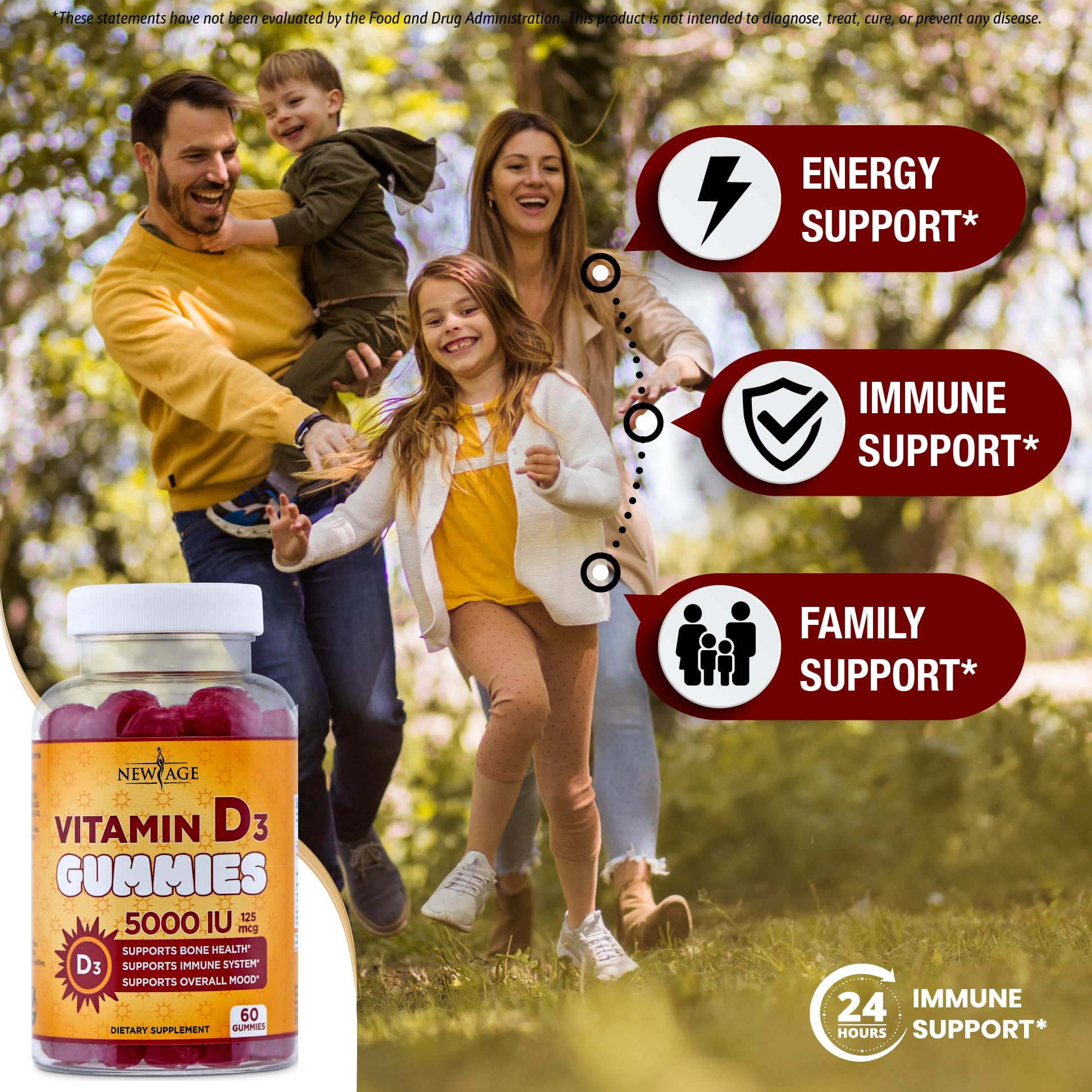 New Age Vitamin D3 Gummies 5000 IU Immune Support

