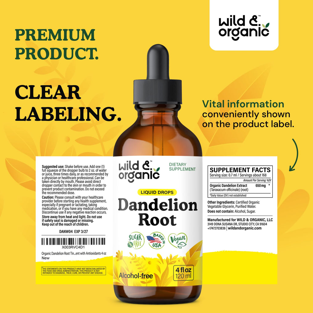 Dandelion Root Extract Drops - Wild & Organic Liver Support

