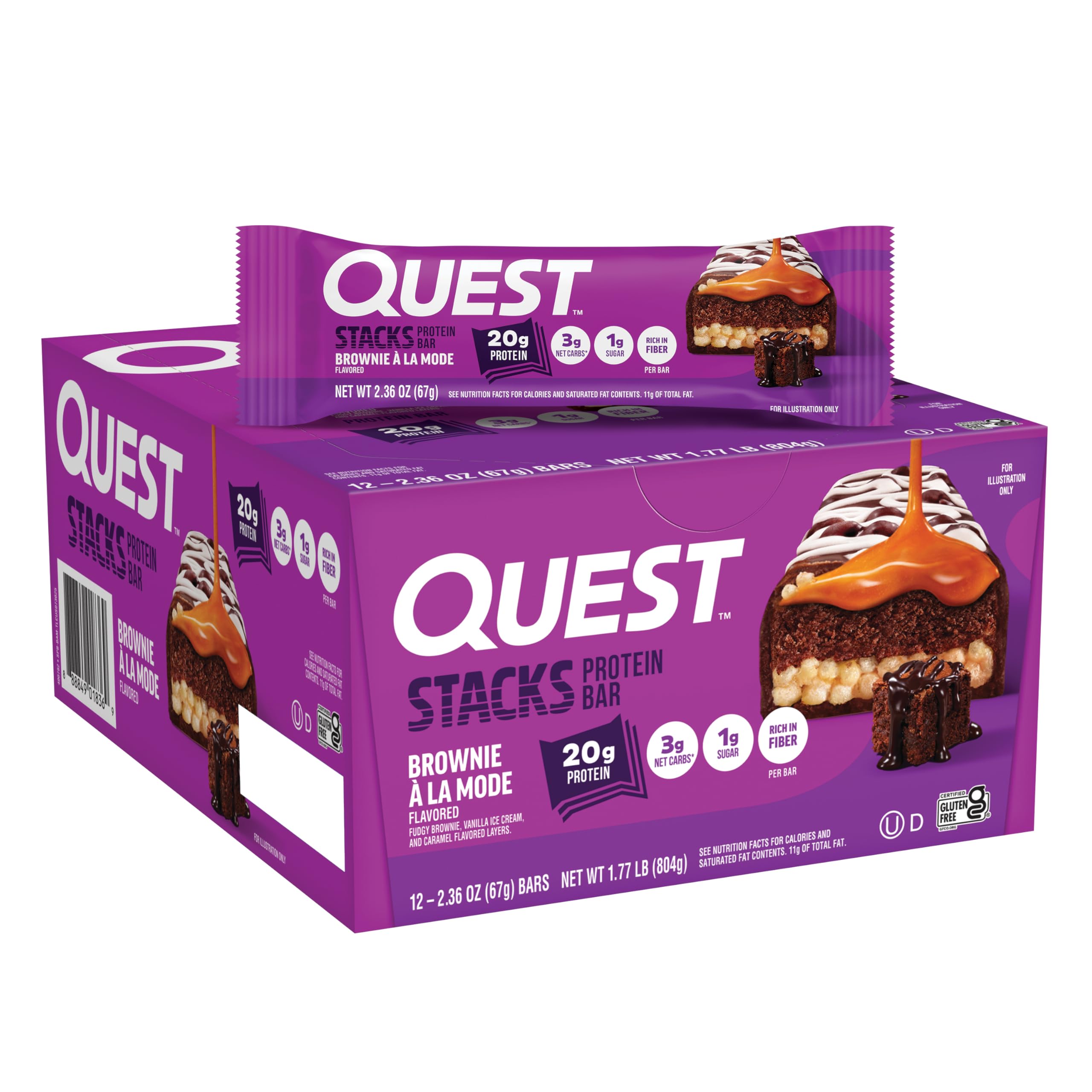 Quest Stacks Protein Bars - Gluten Free, 20g Protein, High Fiber