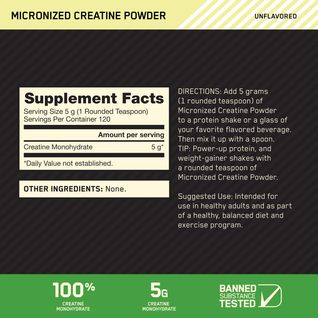 Optimum Nutrition Creatine Micronized Powder - 5 g per scoop

