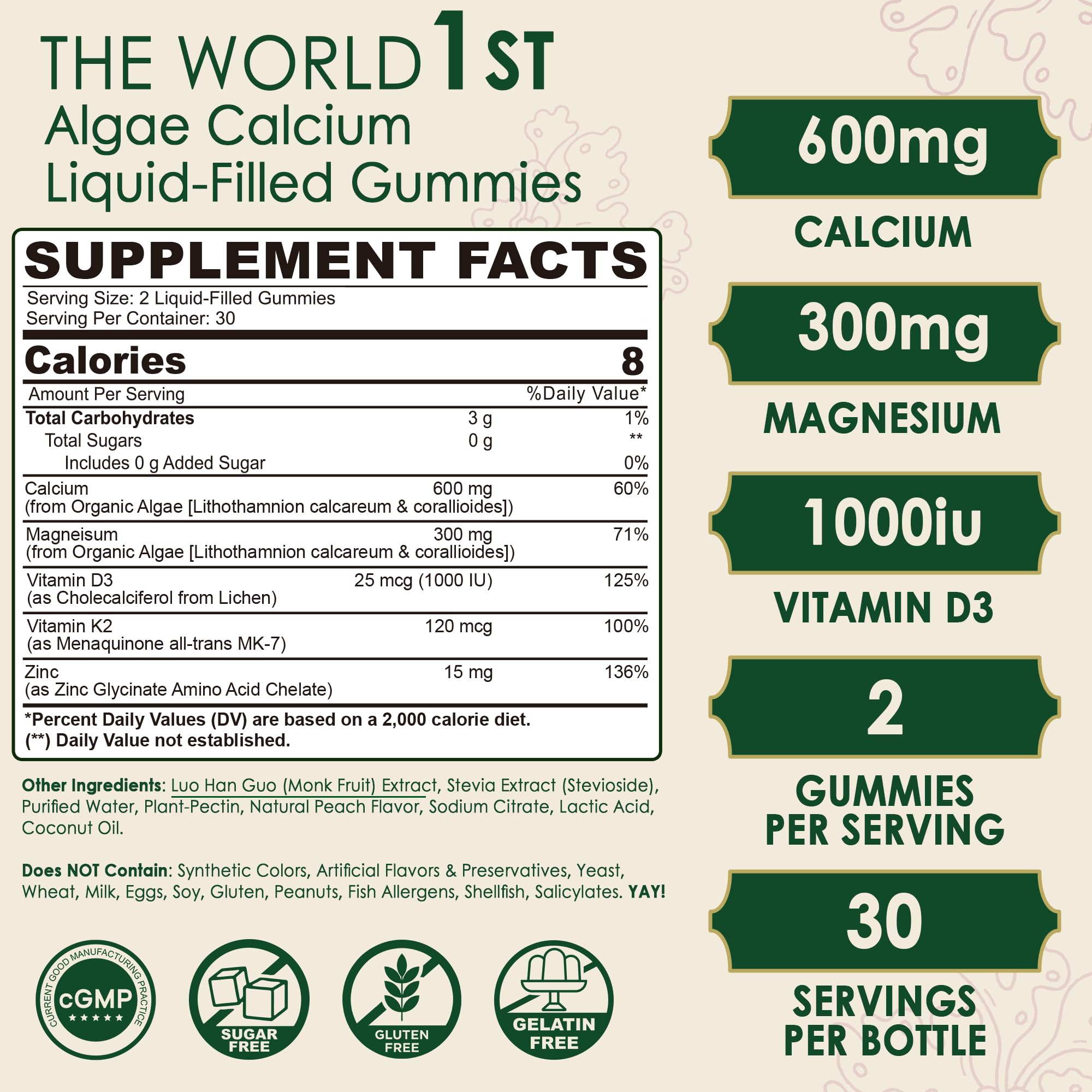 Sustainably Organic Plant Based Calcium Gummies with D3 K2 Zinc

