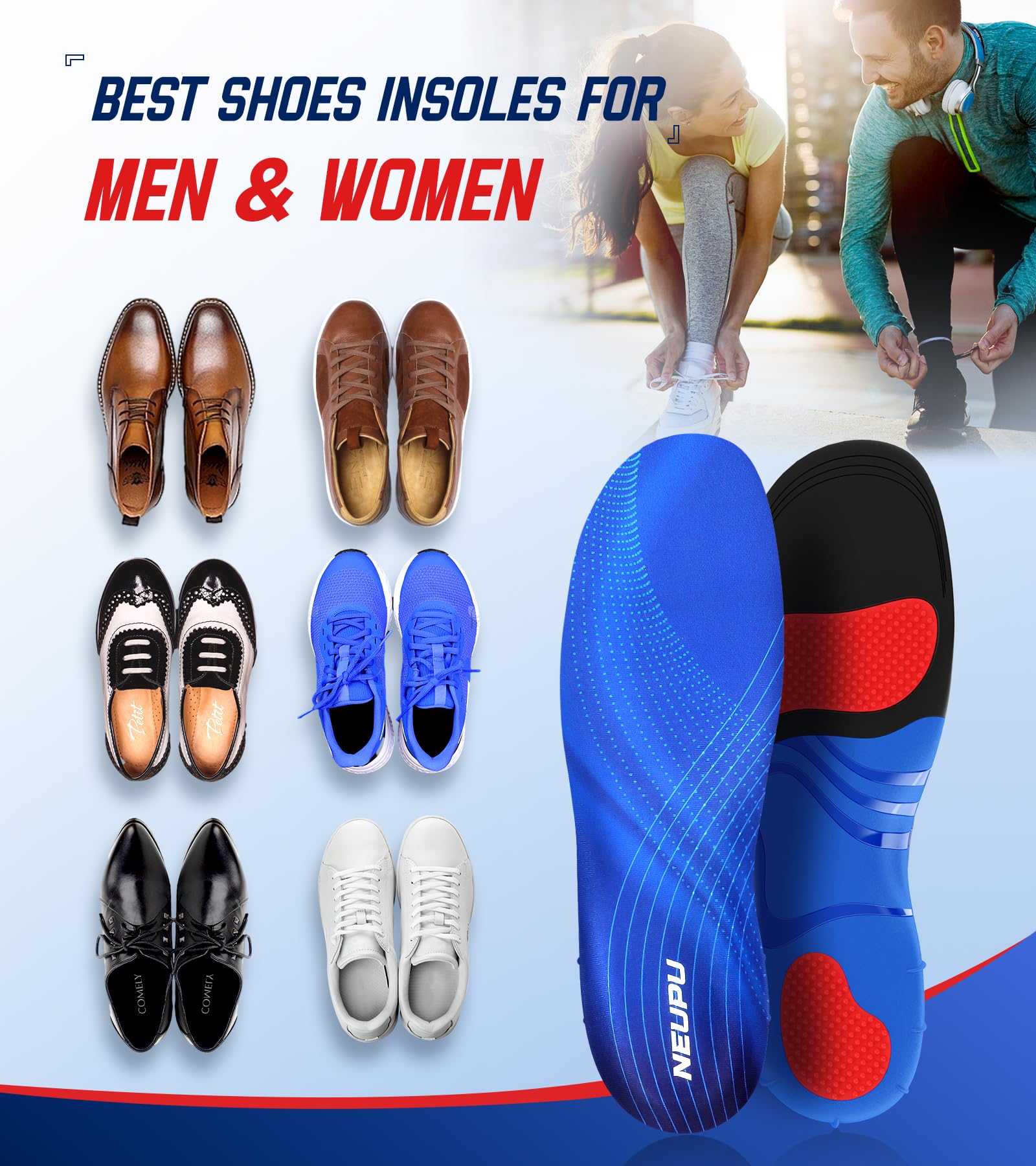 NEUPU High Arch Support Orthotic Insoles | Pain Relief


