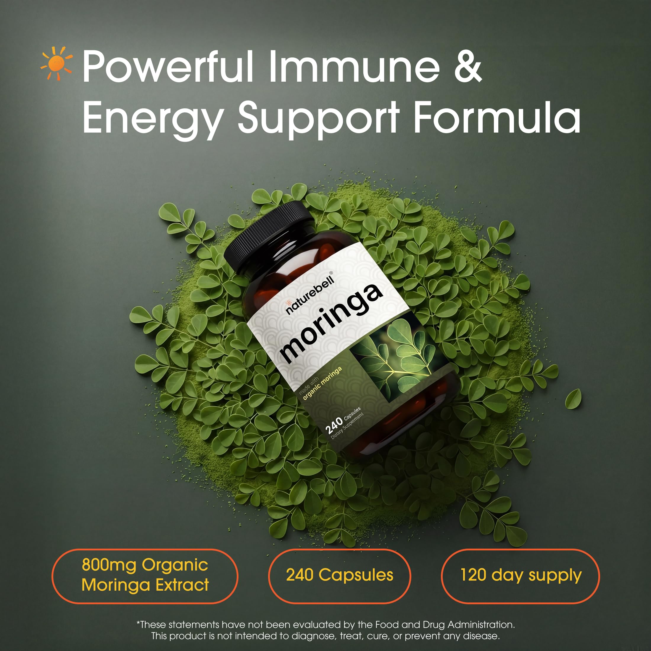 NatureBell Moringa 800 mg Capsules for Immune Support

