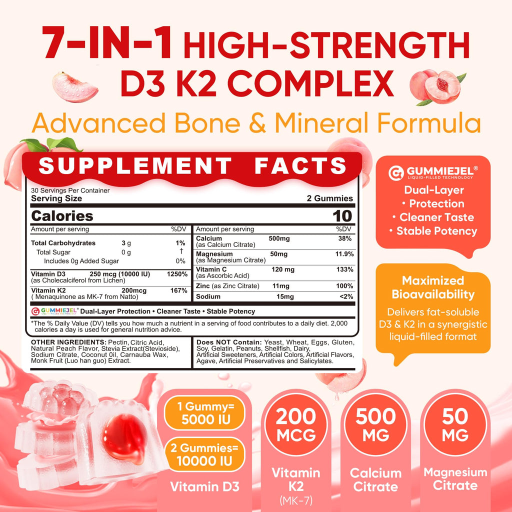 Vitamin D3 K2 Gummies for Bone Support – Vegan

