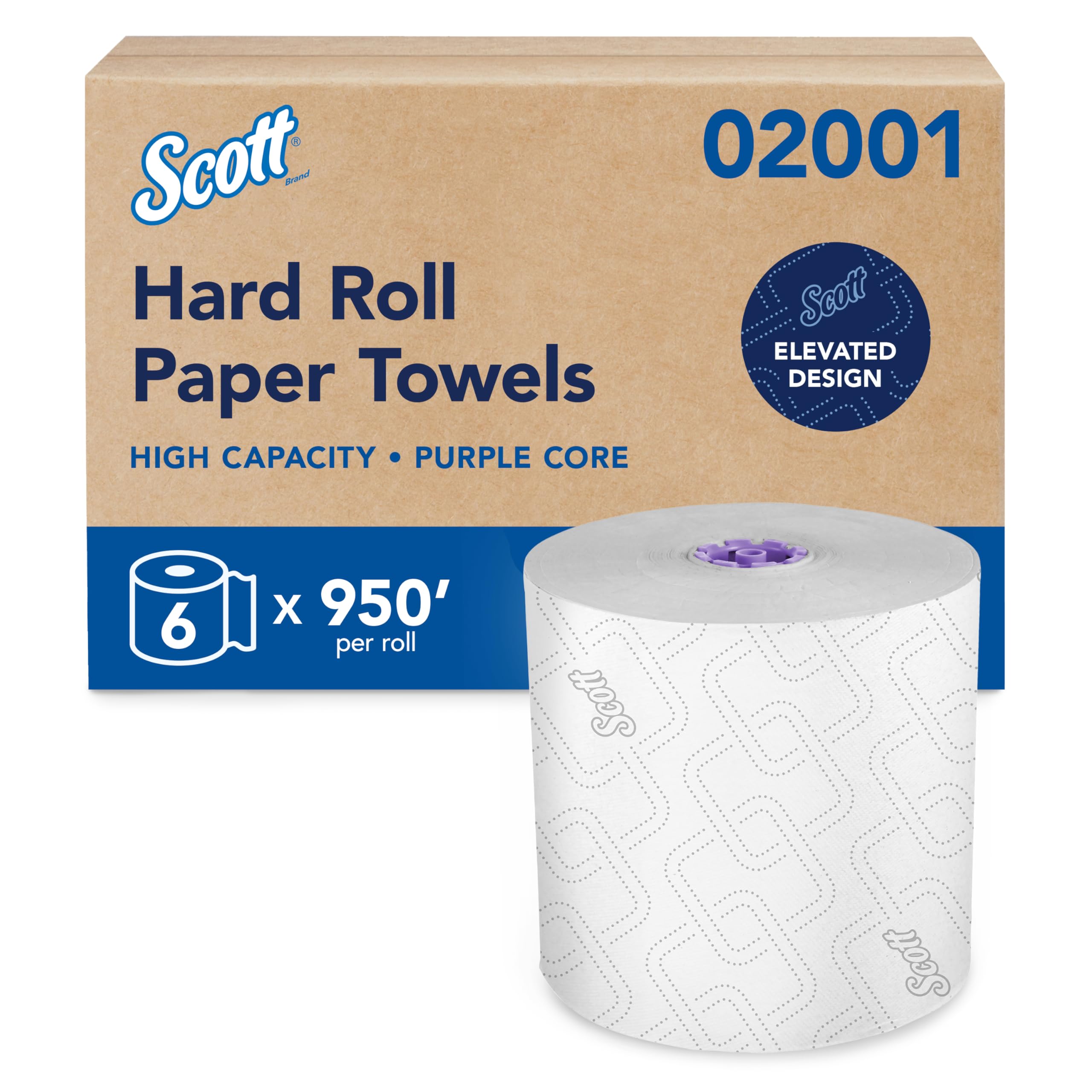 Scott Professional Hard Roll Towels - White | Purple Core Compatible

