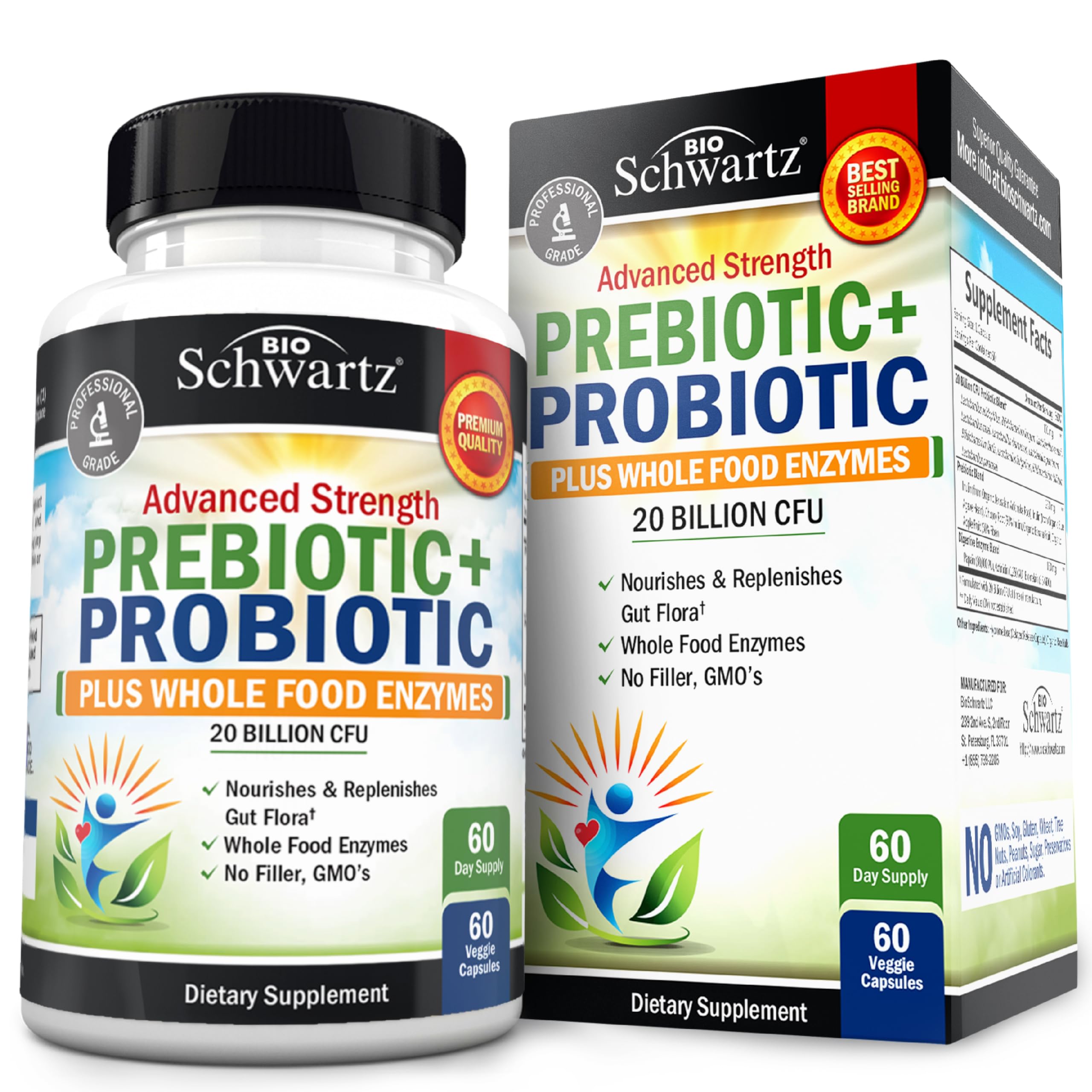 BioSchwartz Probiotic & Prebiotic Digestive Supplement

