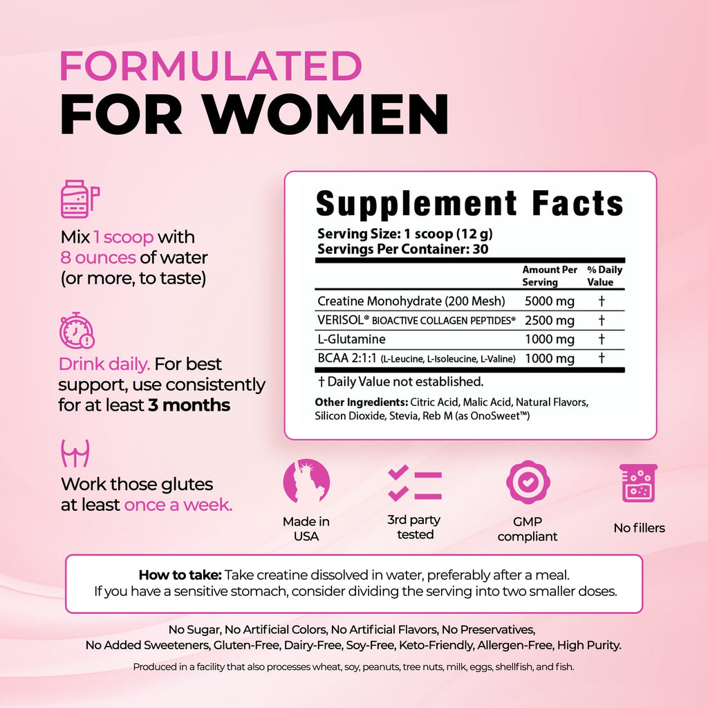 Creatine for Women - Bold Buns with Collagen & BCAA

