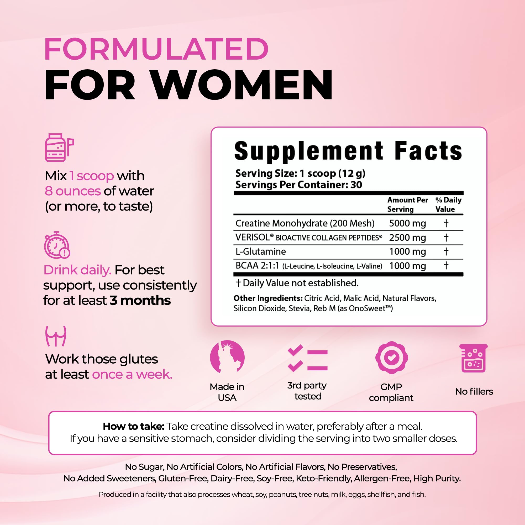 Creatine for Women - Bold Buns with Collagen & BCAA

