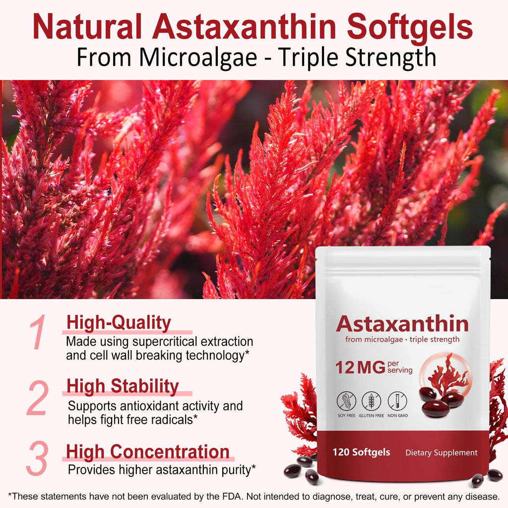 Xaarty Astaxanthin 12mg Natural Antioxidant Supplement

