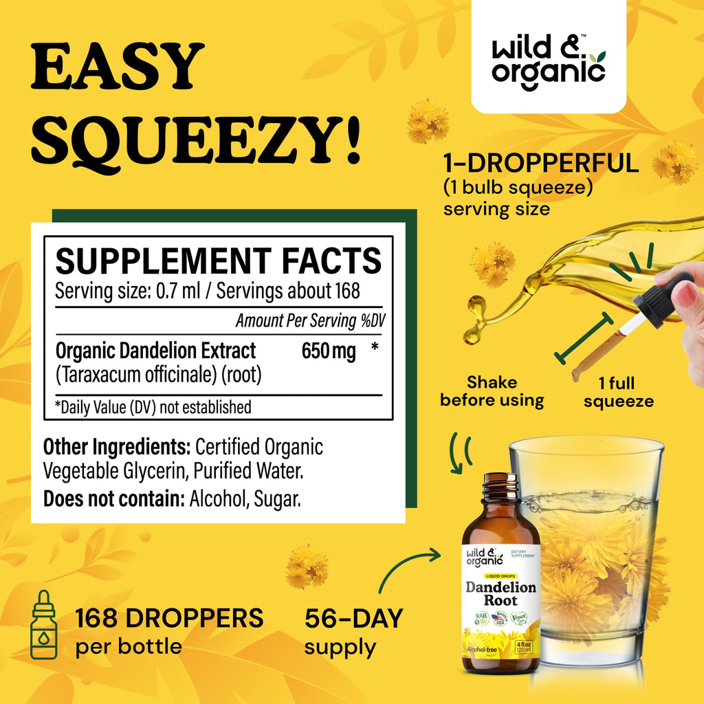 Dandelion Root Extract Drops - Wild & Organic Liver Support

