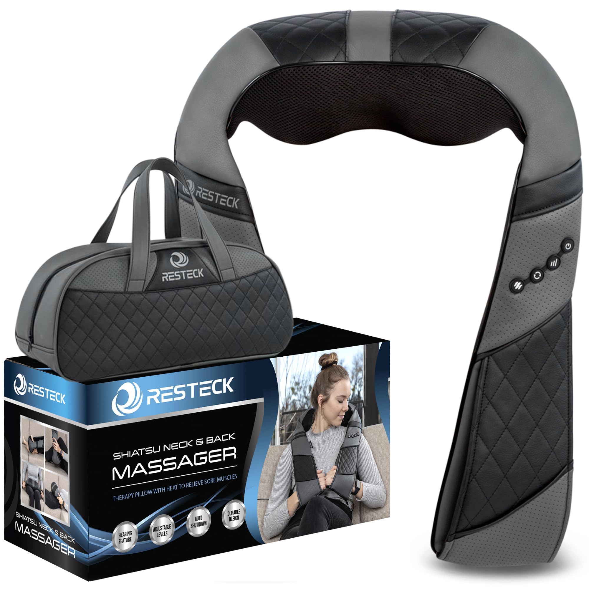 RESTECK Shiatsu Massager Pillow with Heat for Neck & Back

