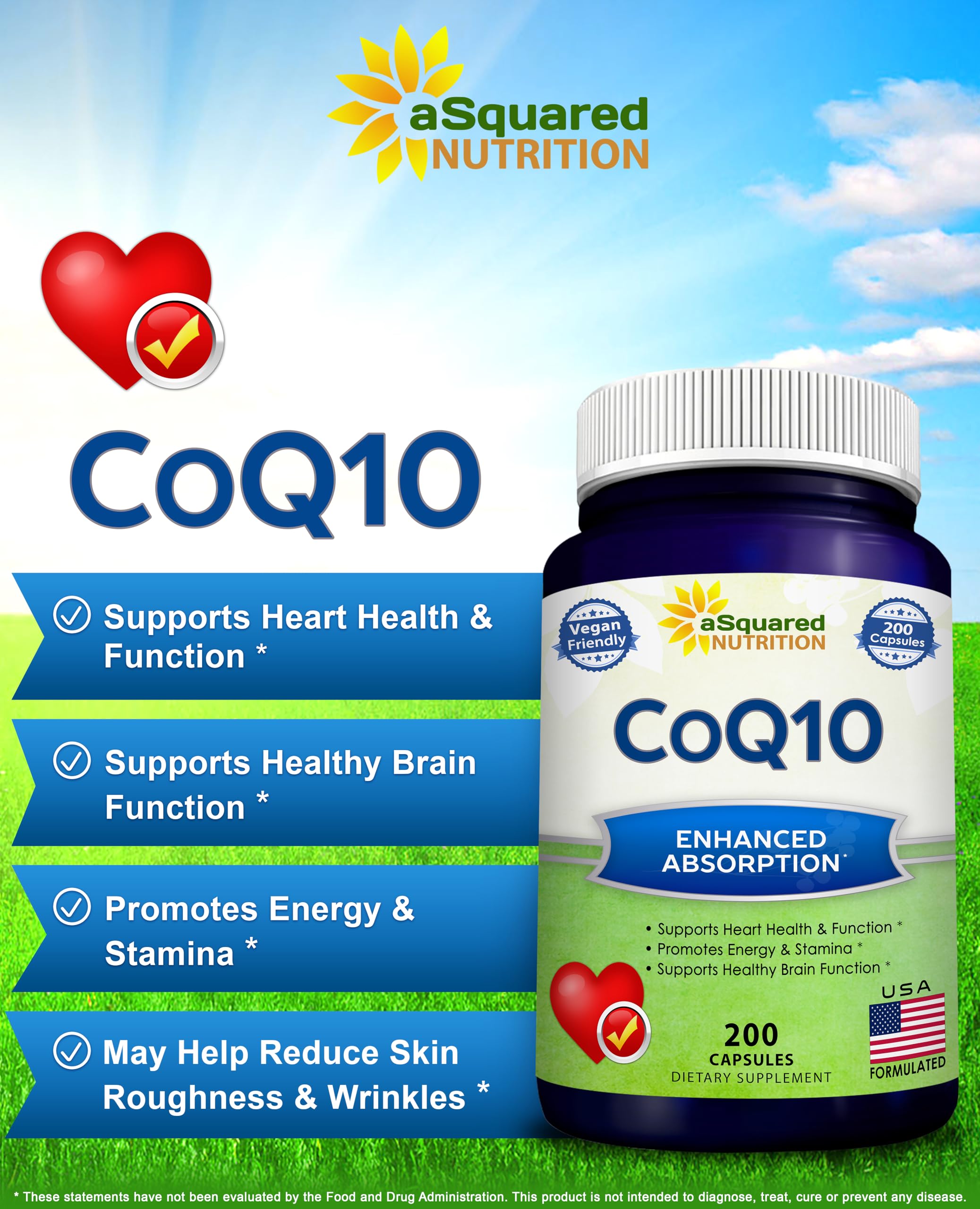 aSquared Nutrition CoQ10 High Absorption Vegan

