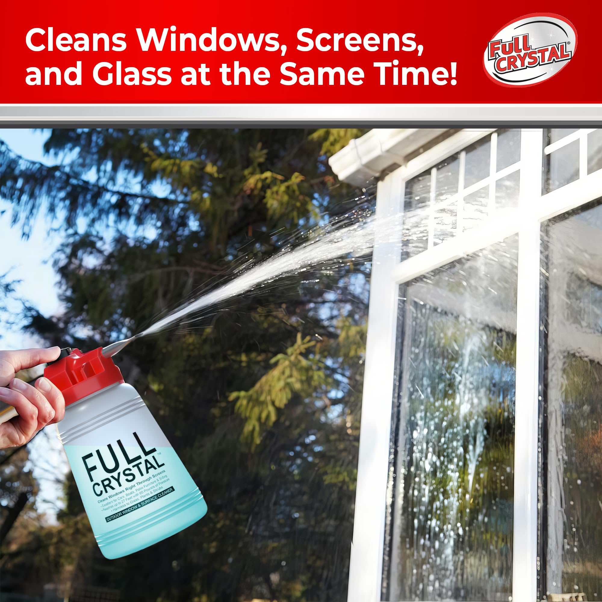 Full Crystal Window Cleaning Kit Glass Cleaner Concentrate with Long Reach

