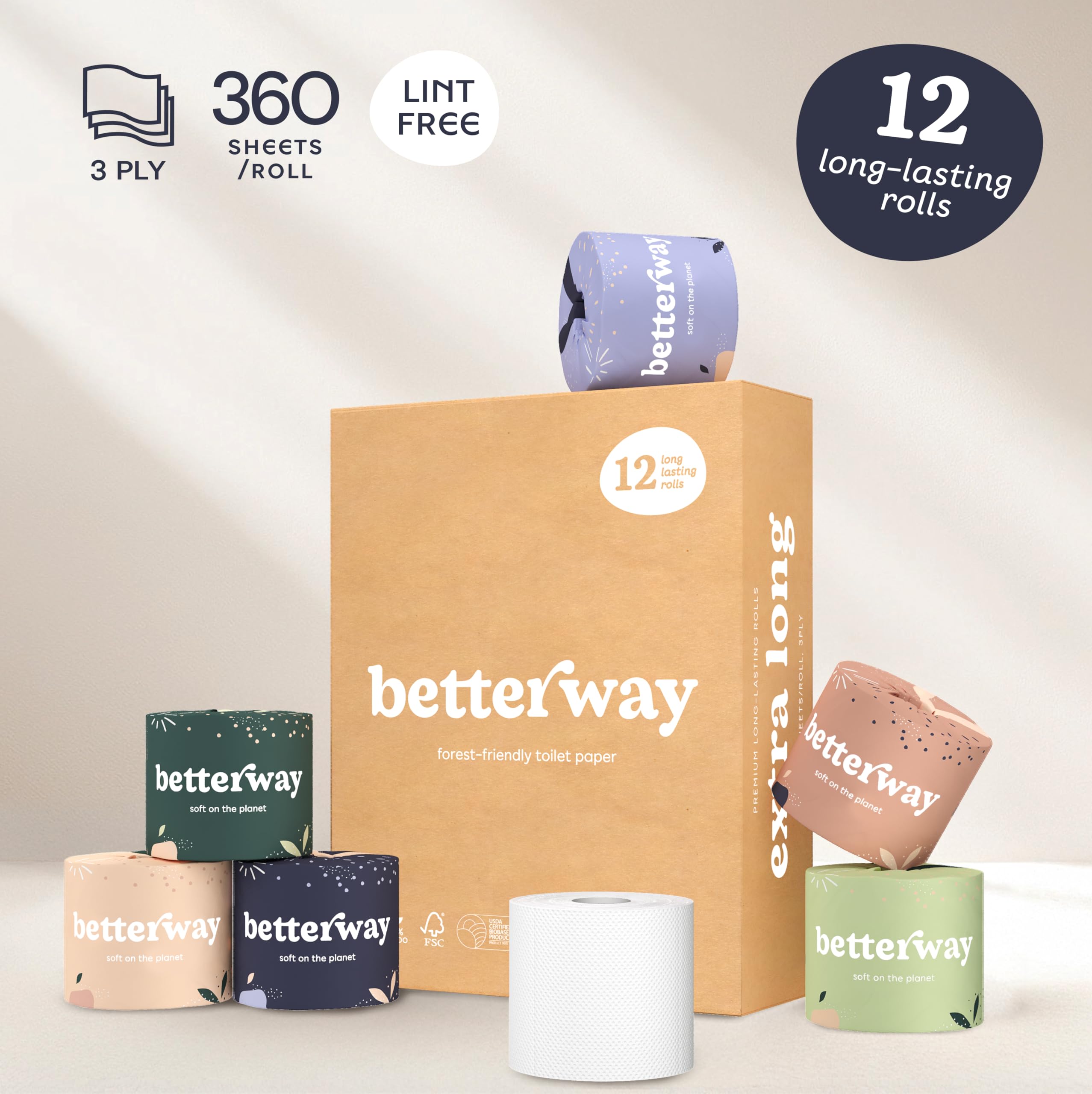 Betterway Bamboo Toilet Paper 3-Ply | PFAS Free

