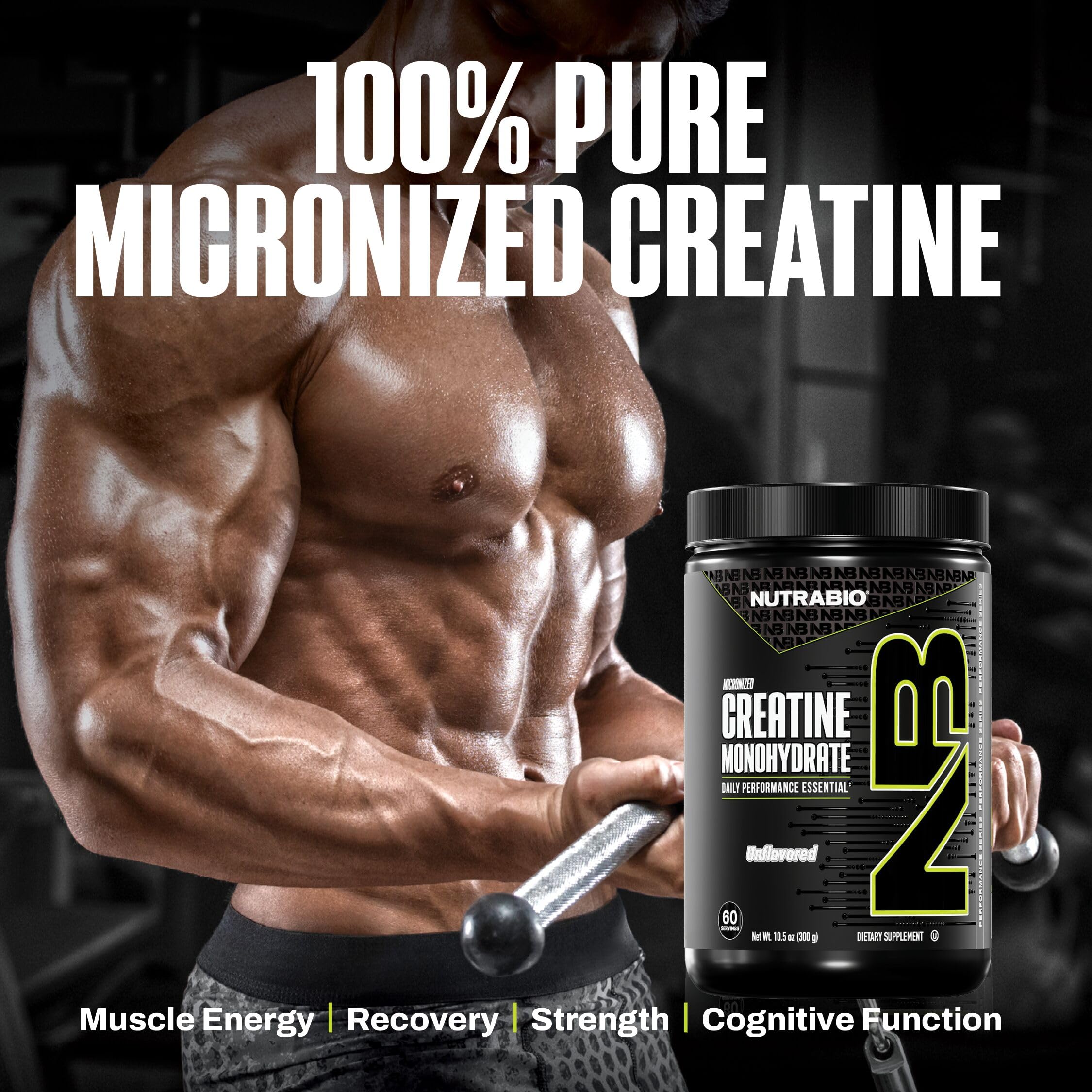 NutraBio Creatine Monohydrate Powder – Micronized & Pure

