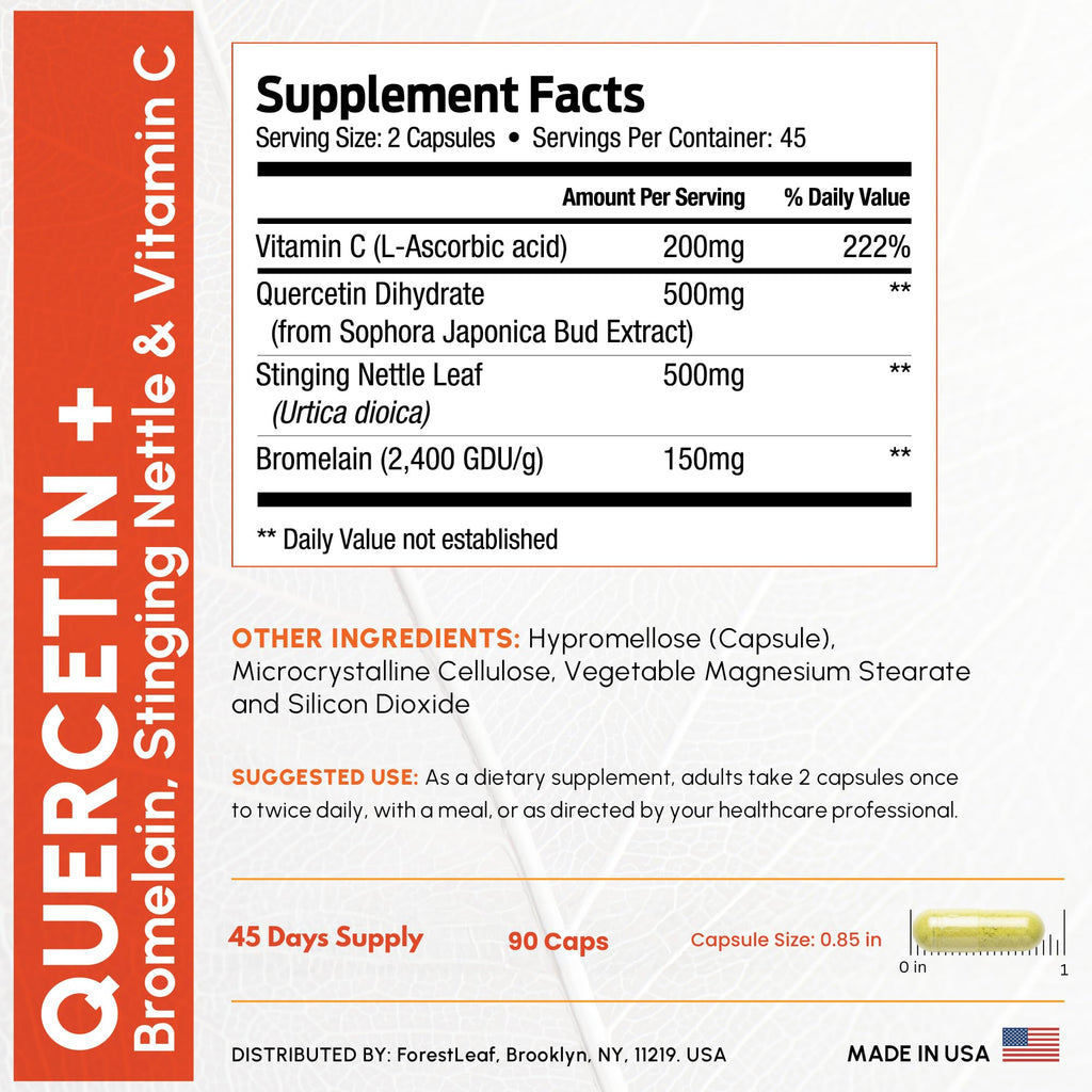 ForestLeaf Quercetin with Bromelain Capsules Immune Support

