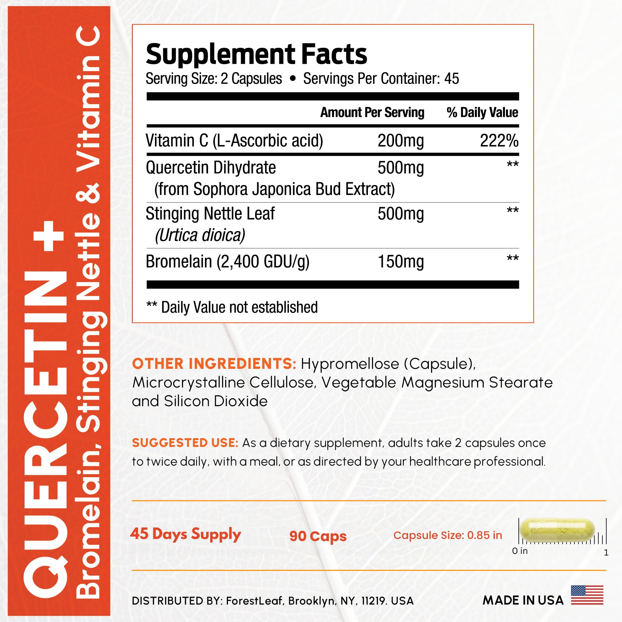 ForestLeaf Quercetin with Bromelain Capsules Immune Support

