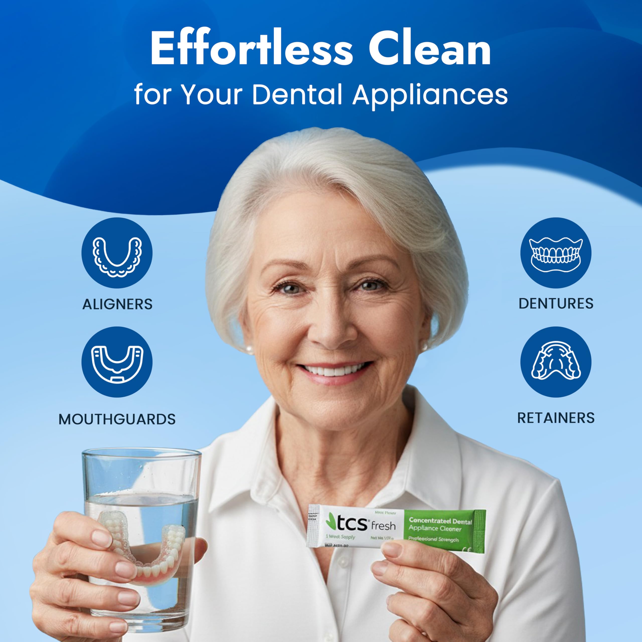 TCS Fresh Denture Cleaner Mint Powder for Dentures

